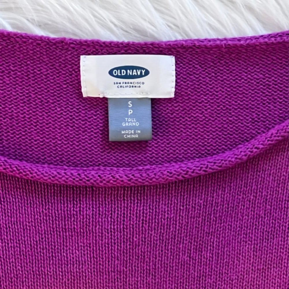 Old Navy Fuschia Flat Knit Sweater-Size Small TALL - Picture 3 of 6